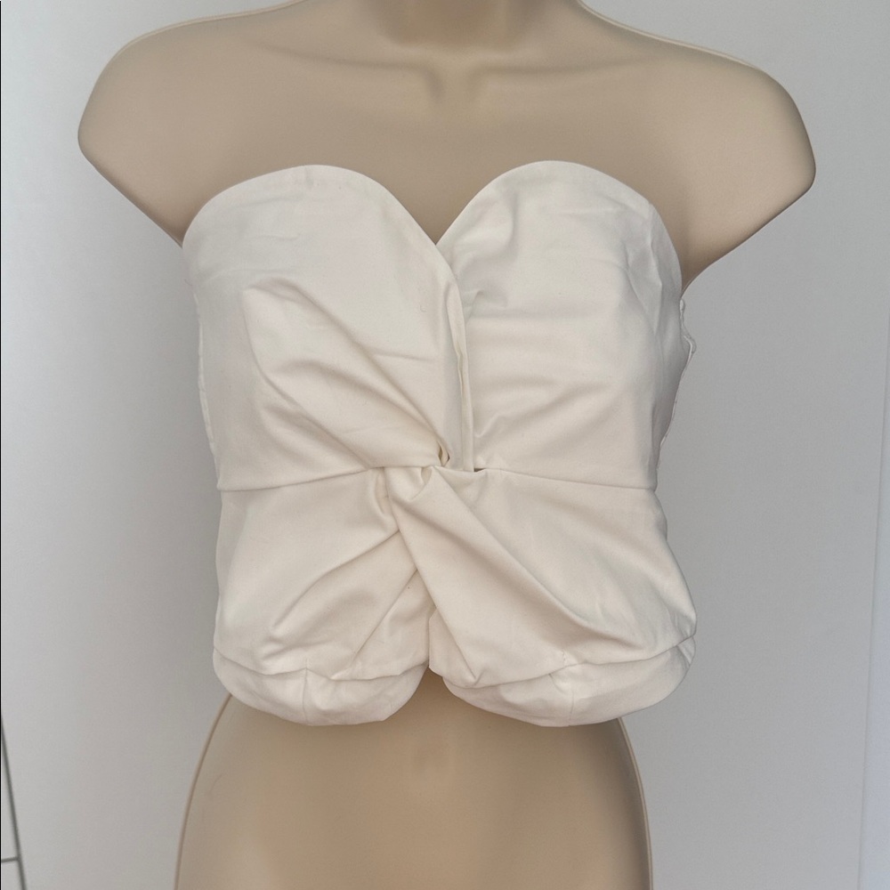 SHEIN Cream Strapless Twist Crop Top